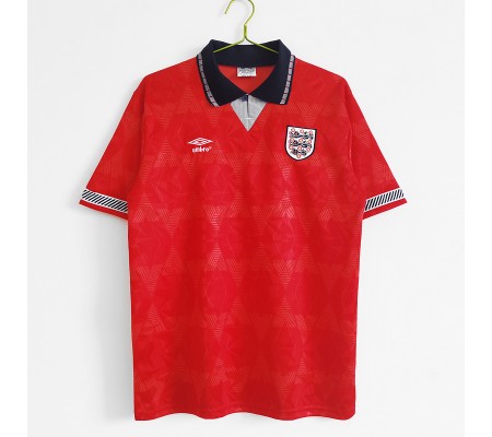 England 1990 World Cup Away Red Soccer Jersey